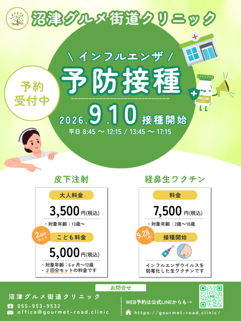 2026年インフルエンザ予防接種のご案内